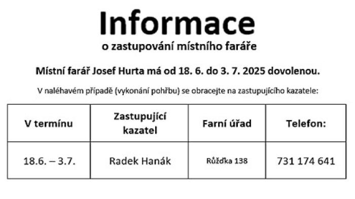 zastupování o dovolené